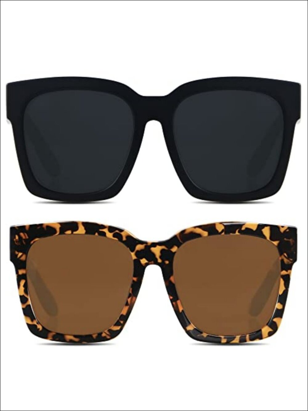 Oversized Square Sunglasses UV400 Protection Wide Frame Full Coverage